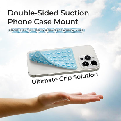 SUCKY Silicone Suction Phone Case Adhesive Mount - Anti-Slip Holder, Hands-Free Fidget Toy, Phone Accessory for iPhone and Android (Baby Blue, Double V2)