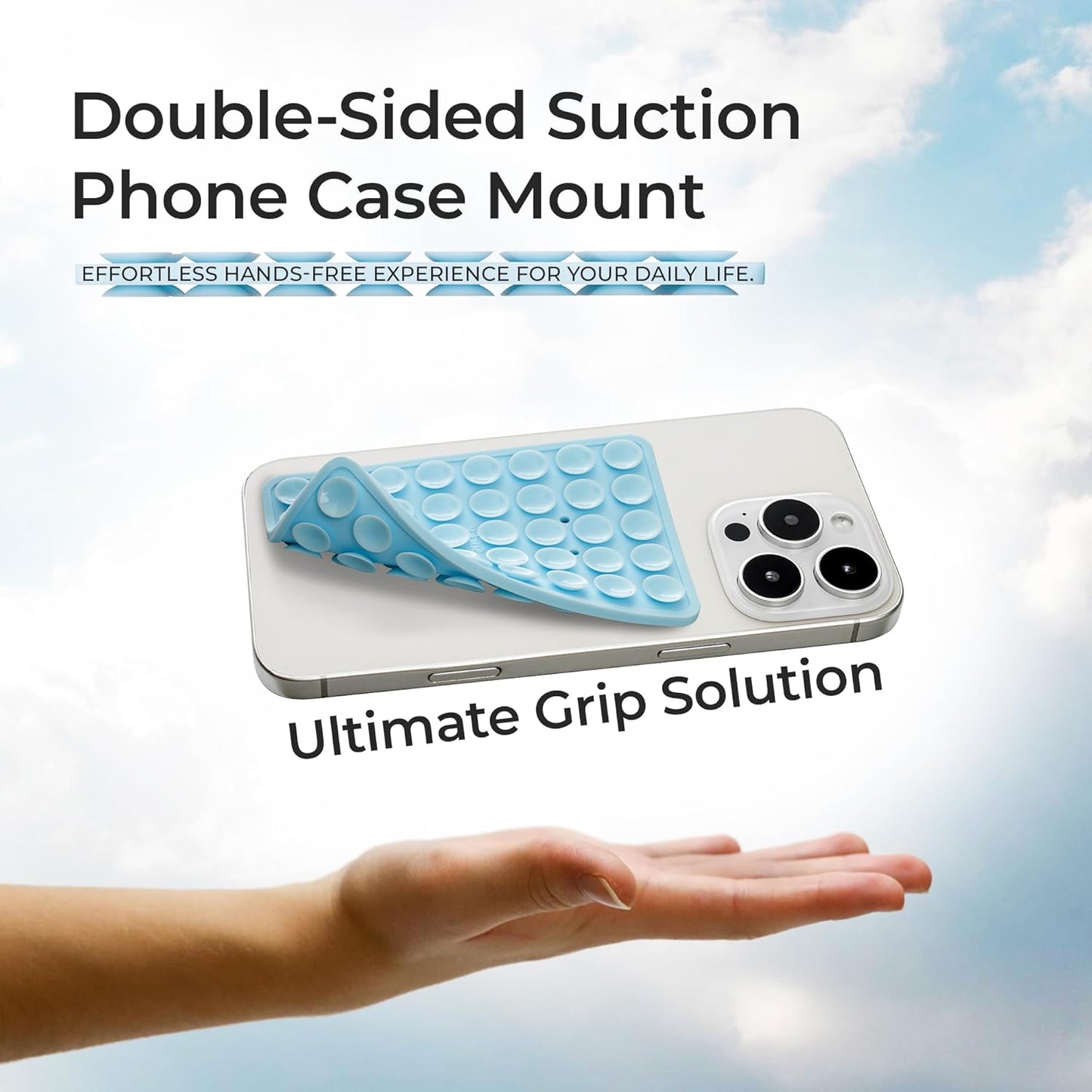 SUCKY Silicone Suction Phone Case Adhesive Mount - Anti-Slip Holder, Hands-Free Fidget Toy, Phone Accessory for iPhone and Android (Clear, Double V2)