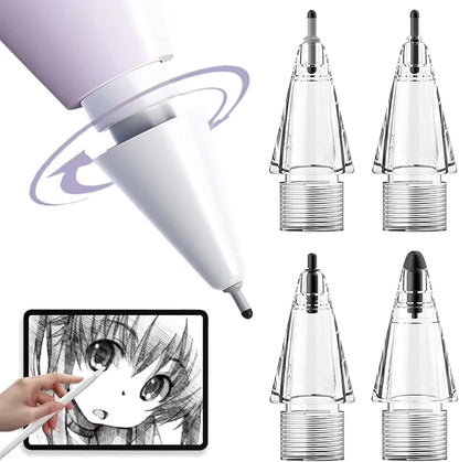 Replacement Tips for Apple Pencil, Upgraded Mix iPencil Tip for iPad Pro/USB-C / 1st Gen / 2nd Generation, Needle Pencil Tips with Case - Clear 4 Pack