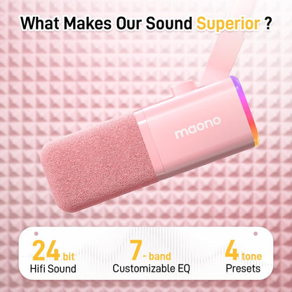 MAONO XLR/USB Gaming Microphone Kit: Dynamic PC Mic for Streaming Podcasting, Software Support, Mute Button, Gain Control, RGB Computer Mic with Boom Arm Stand, for Recording, PS4/PS5, PD100XS Pink