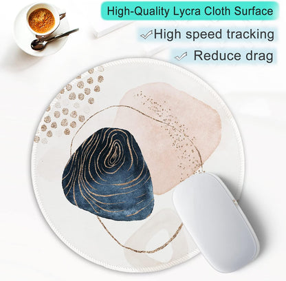 ITNRSIIET Round Mouse Pad with Stitched Edge Premium-Textured Waterproof Non-Slip Rubber Base Desktop Protection Mat Diameter 8.7 inches, Aesthetic Boho