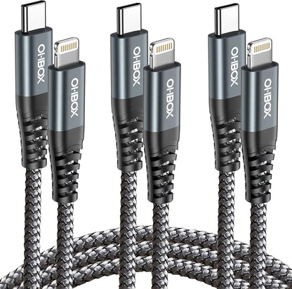 ohbox Long USB C to Lightning Cable 10FT 3Pack iPhone Charger Fast Charging Cord Type C to Lightning Cable for iPhone 14 13 12 11 Pro Max XR XS 8 Plus iPad