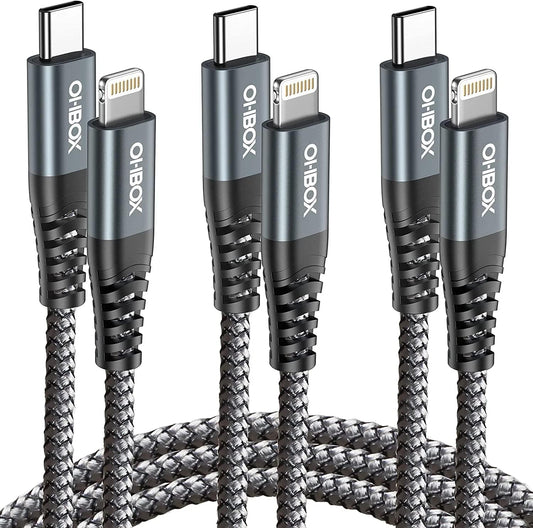 ohbox Long USB C to Lightning Cable 10FT 3Pack iPhone Charger Fast Charging Cord Type C to Lightning Cable for iPhone 14 13 12 11 Pro Max XR XS 8 Plus iPad