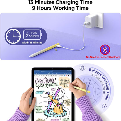 Apple iPad Pencil Alternative, 15Min Fast Charge, Palm Rejection & Tilt Sensitivity for iPad 2018-2024, Pro 12.9/11/13", "M4, Air 5/4/3/11"-13", Mini 6/5