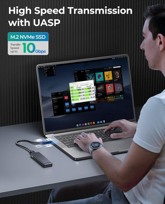 ORICO M.2 NVMe SSD Enclosure, USB 3.1 Gen 2 (10 Gbps) PCIe External Adapter NVMe Case for 2230/2242/2260/2280 M.2 SSD up to 8TB, UASP Supported - M2PV