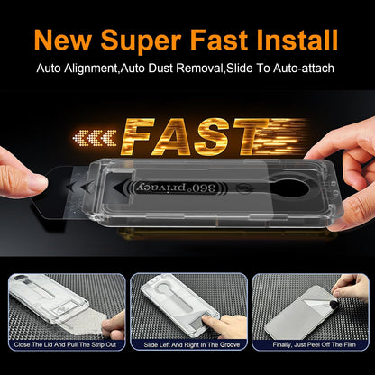 OneFish 2 Pack Privacy Screen Protector for iPhone 15 Pro Max - 4-Way 360° Anti-Spy Tempered Glass, 9H Hardness, 3D Curved Edges, Case-Friendly & Easy Installation