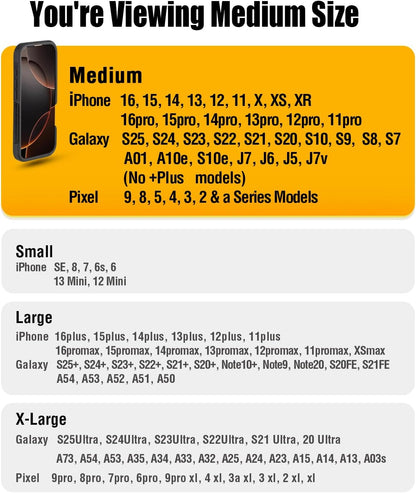 PiTau Holster for iPhone 16 & Pro 16e 15 15pro 14 14pro 13 13pro 12 12pro 11 11pro XR XS X, Samsung Galaxy S25 S24 S23 S22 S21 S20, Cell Phone Belt Holder Clip Case, Men's ID Card Pouch, Pewter Medium