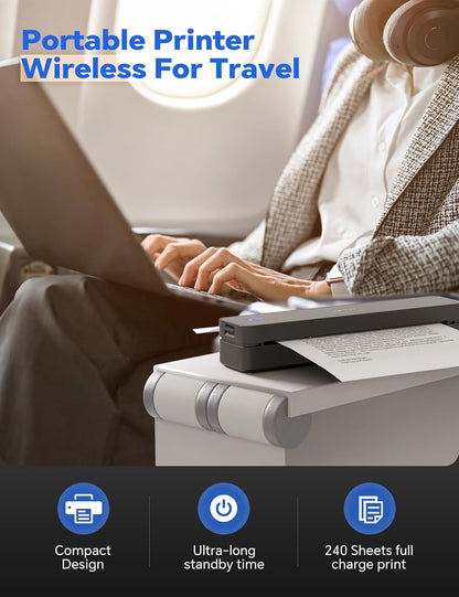 iDPRT MT610 Pro Portable Thermal Printer, 300DPI HD Mobile-Travel-Printers, Inkless-Wireless-Small-Printer for Home Use, Office, Vehicles, Bluetooth Printers Supports 8.5" x 11" US Letter&A4&A5 Size