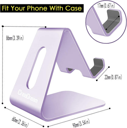 CreaDream Cell Phone Stand, Cradle, Holder,Aluminum Desktop Stand Compatible with Switch, All Smart Phone, iPhone 11 Pro Xs Max Xr X Se 8 7 6 6s Plus SE 5 5s-Purple