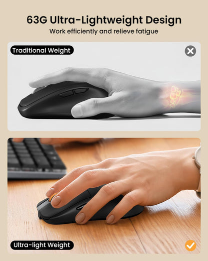 ProtoArc Mechanical Keyboard and Mouse, KM310 Wireless Rechargeable Aluminum Keyboard Mouse, 2.4G+Dual Bluetooth, Low Profile Keys, Red Switches, Multi-Device, for Windows/Mac - Space Gray