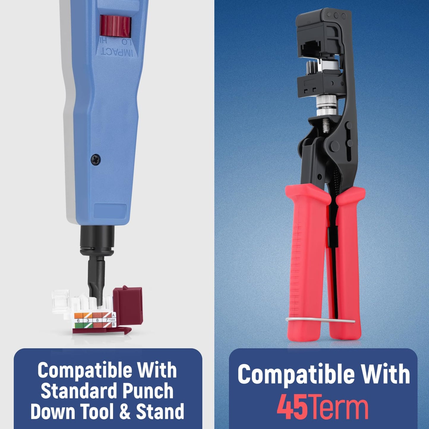 Everest 45° Angled RJ45 Cat6A Keystone Jacks 50-Pack in Red - Slim Profile Female RJ45 Connectors - Cat 6A Keystone Jack - Compatible with 45° Angled Speed Termination Tool - 45Term (B0BL3GS7ZY)