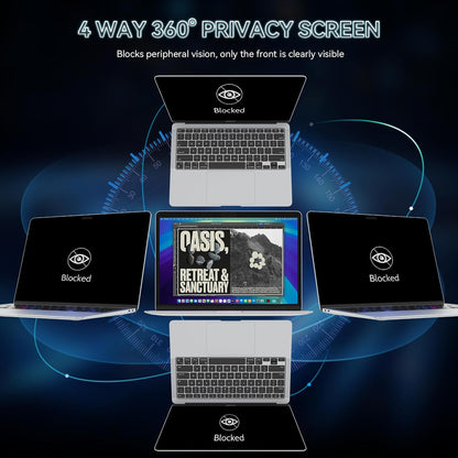 360° Privacy Screen for MacBook Pro 13 Inch(2016-2022, M1, M2)/MacBook Air 13 in(2018-2021,M1), 4 Way Privacy Anti Glare Blue Light Filter Shield Film Anti Spy Laptop Protector for Mac 13In Computer