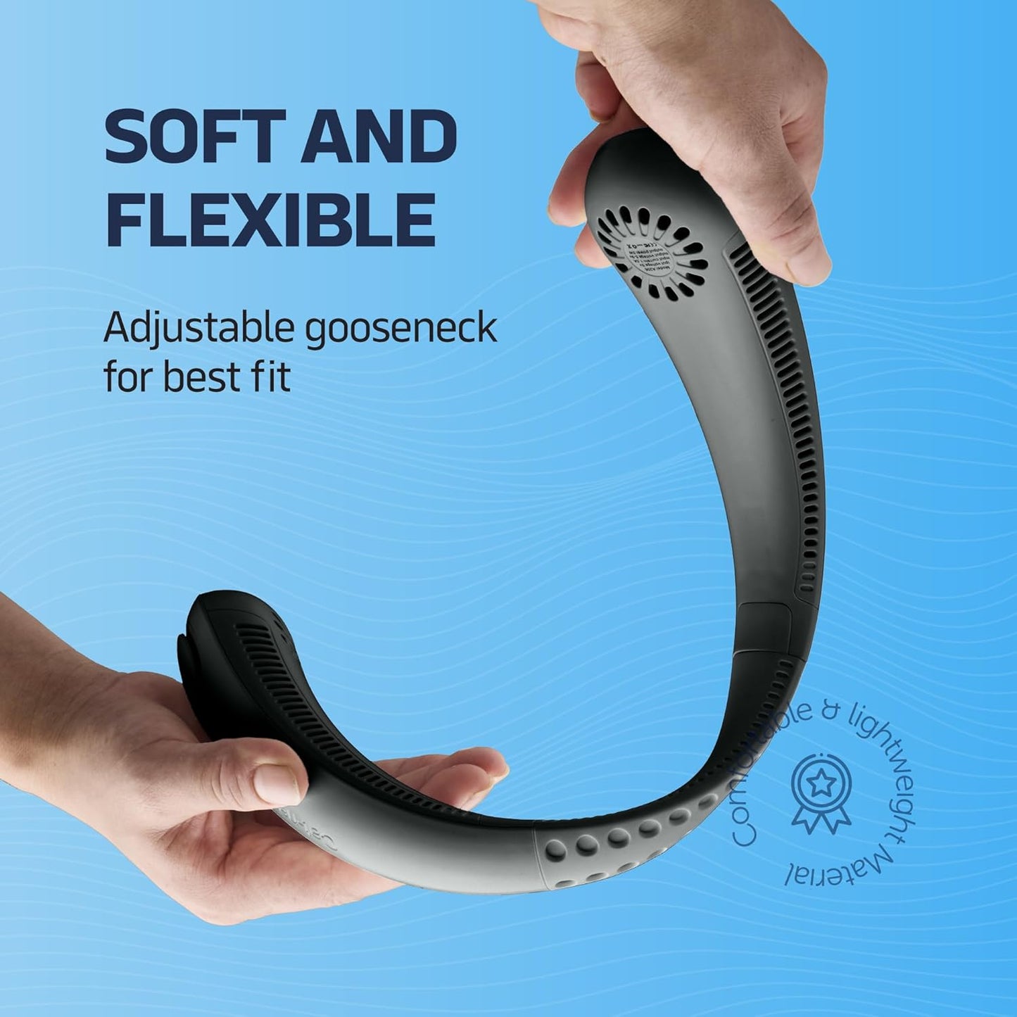 Portable Neck Fan - 3 Speed Rechargeable Bladeless Neck Fan, Adjustable Personal Black Neck Fan For Women & Men Modern Design, Great Cooling Fan For Travel, Outdoors & Sports