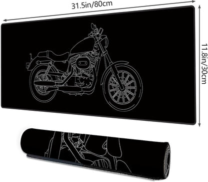 Galdas Gaming Mouse Pad XXL XL Large Long Extended Big Mousepad Non-Slip Rubber Keyboard Mouse Pad with Stitched Edges for Laptop Home Office (31.5x11.8x0.08 Inch) … (Motor)