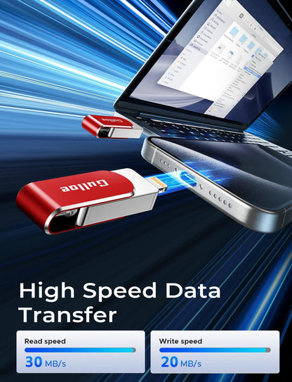 Gulloe 512GB Flash Drive Intended for iPhone, Memory Stick Storage for Photos and Videos Backup, Compatible with iPhone iPad Android PC, Plug and Play, No Application Required (Red)