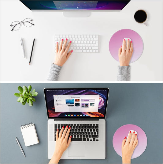 ITNRSIIET Mouse Pad Non-Slip Rubber Base Smooth Surface Stitched Edges Waterproof Durable Compatible with All Mice for Office & Gaming, Desk Accessory, Diameter 8.7 inch, Blush Gradient