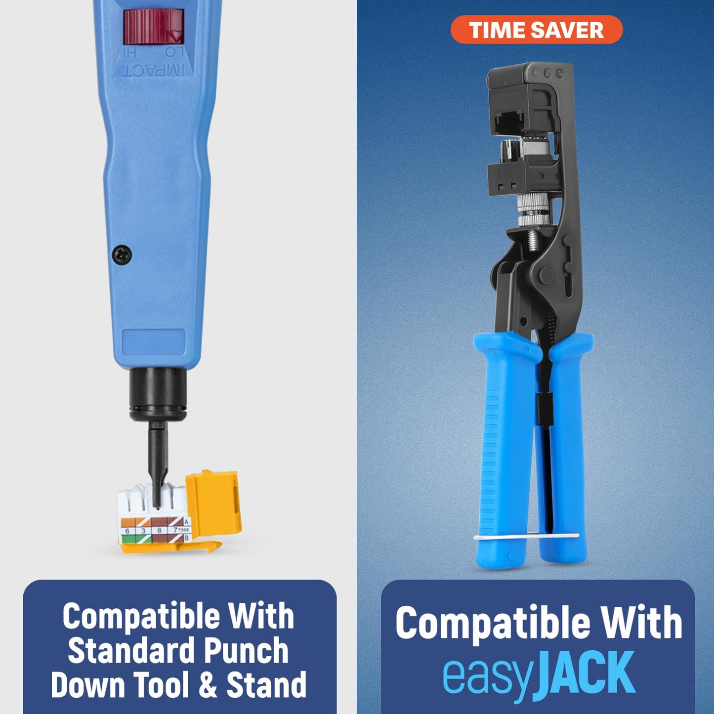 Everest 90° Angled RJ45 Cat5e Keystone Jacks 50-Pack in Yellow - Slim Profile Female RJ45 Connectors - Cat 5e Keystone Jack - Compatible with 90° Angled Speed Termination Tool - easyJACK (B094WB91H3)