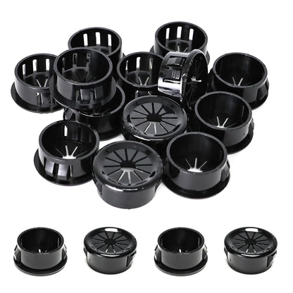 25 Pcs Cable Grommet, Snap Bushing 7/8" (22 mm) Mounting Diameter, Flexible Petal-Shaped Buckle Round Nylon Desk Grommet for Wires Through Countertop Cord Organizer and Protection, Black