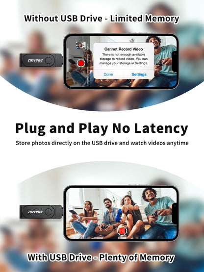 512GB Flash Drive Intended for iPhone, Memory Stick Storage Files Photos Videos Backup, Compatible with iPhone iPad Android PC, Plug and Play, No Application Required (Metal Gray)