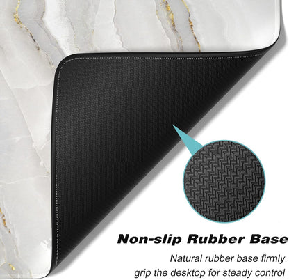 Extended Gaming Mouse Pad, XXL Large Desk Pad 30 x 14 Inch, Big Computer Keyboard Mousepad, Waterproof Mouse Mat with Stitched Edges and Non-Slip Base for Women Office Gaming, White Marble