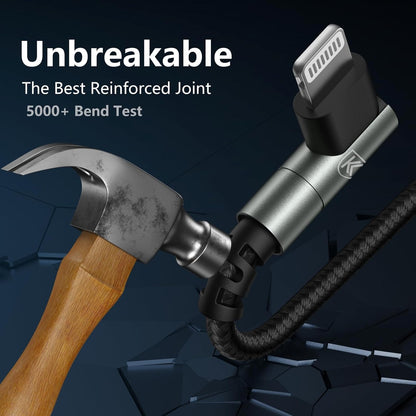 iPhone Charger 10FT,3Pack 90 Degree Charging Cable, [Apple MFi Certified] Long Lightning Cable Fast Charging Cord Compatible for iPhone 14/13/12/11/Pro/Max/Mini/X/Plus/8/7/6/5S/SE/Plus/iPad (10FT)