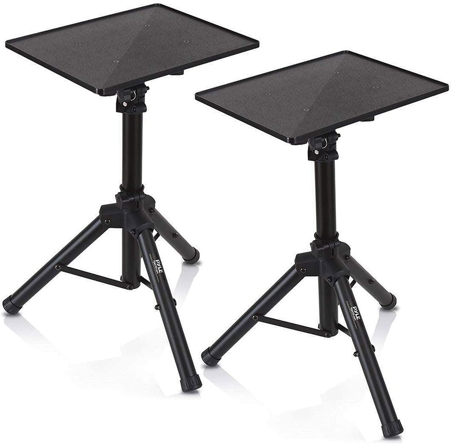 Pyle Laptop Projector Tripod Stand - 2 Pcs Computer, Book, DJ Equipment Holder Mount Height Adjustable Up to 52 Inches w/ 20'' x 16'' Plate Size - Perfect for Stage or Studio Use - Pyle PLPTS4X2