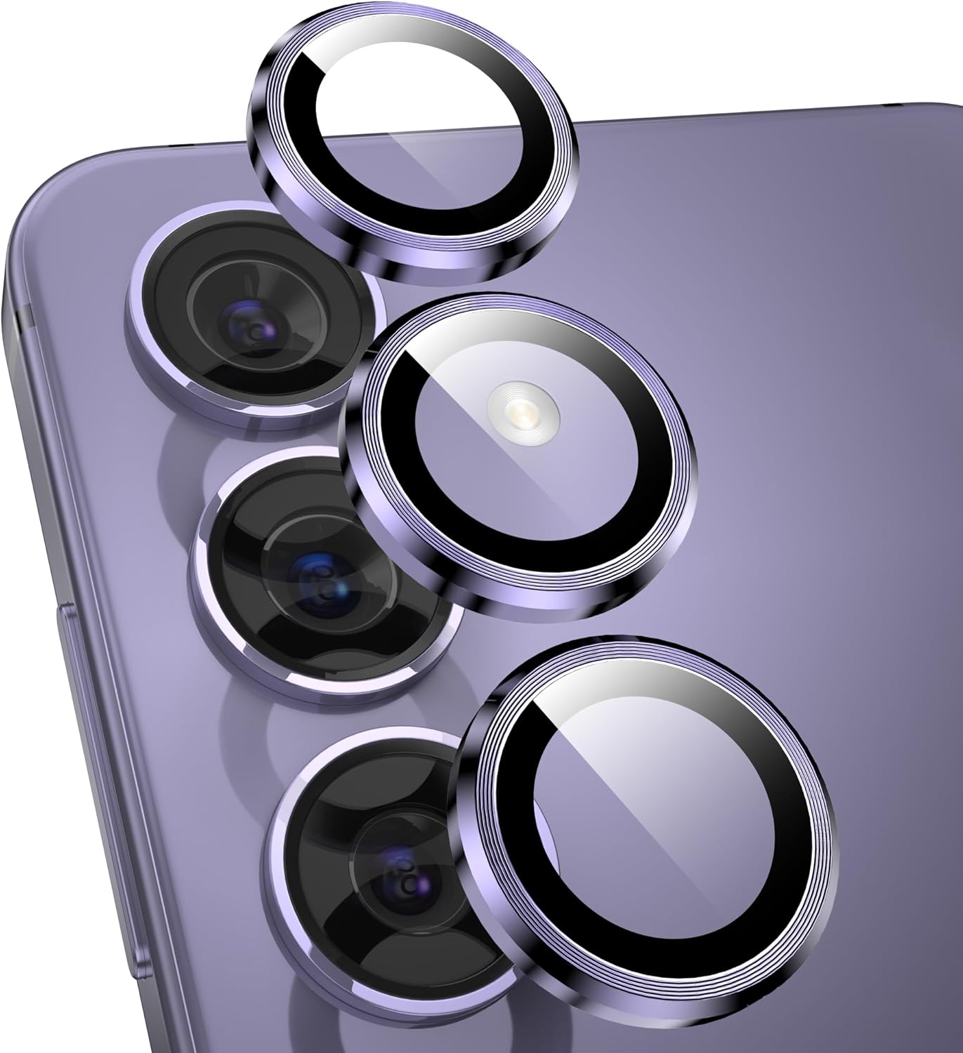 YWXTW Camera Lens Protector for Samsung Galaxy S24 Plus Accessories, 9H Tempered Glass Metal Individual Ring Camera Cover Screen Protector for S24 Plus, Case Friendly, Anti Scratch (Cobalt Violet)