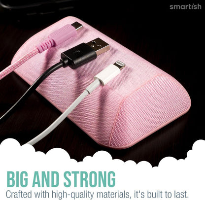 Smartish® Magnetic Cord Holder - Bigger Cable Wrangler Organizer with Magnet Clips for Charger Management on Desktop, Nightstand, or Side Table - Holds 6+ Cables - I'm Blushing