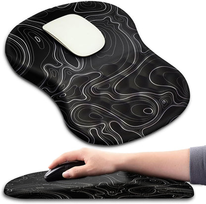 Ergonomic Mouse Pad with Massage Dot, Comfortable Computer Mouse Pad for Laptop, Wrist Rest Pain Relief, Non-Slip PU Base, Black, 12 x 8 in