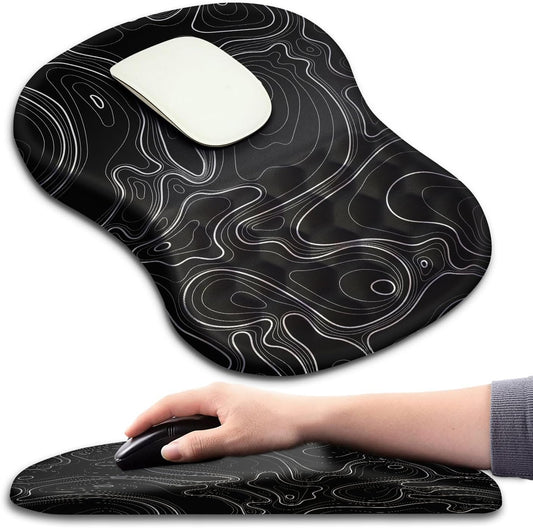 Ergonomic Mouse Pad with Massage Dot, Comfortable Computer Mouse Pad for Laptop, Wrist Rest Pain Relief, Non-Slip PU Base, Black, 12 x 8 in