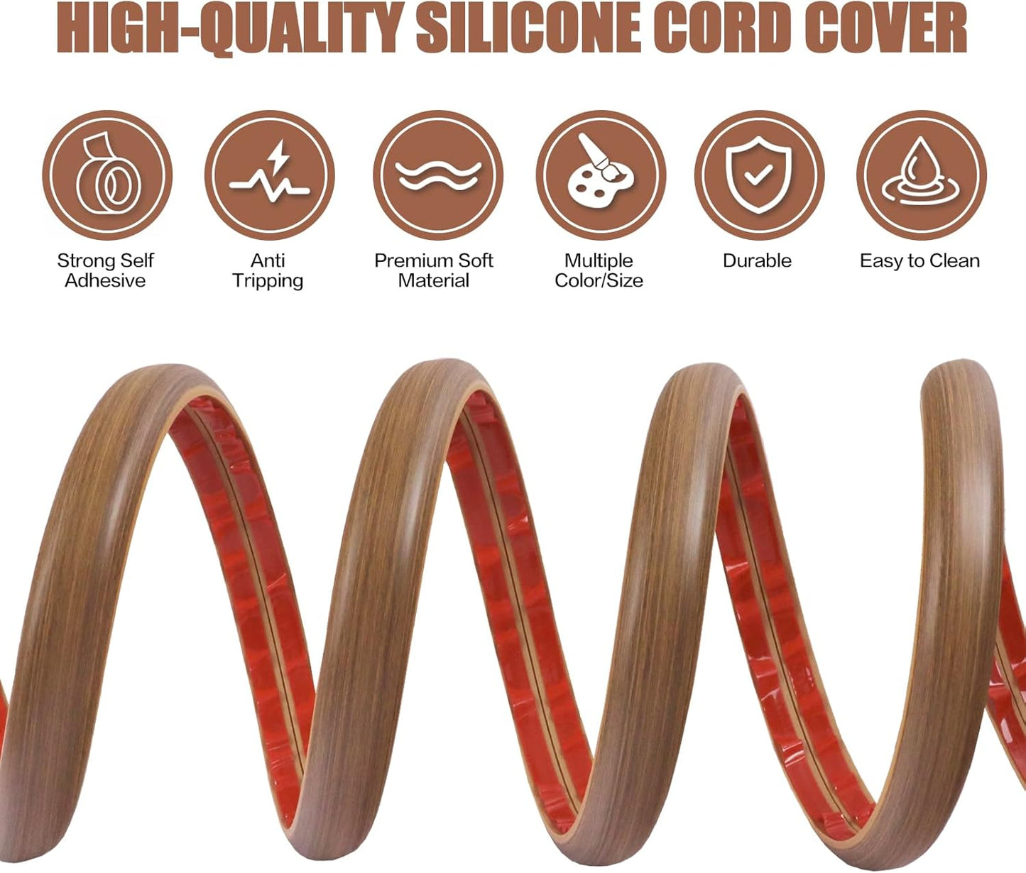 Floor Cord Cover Cable Cavity Self Adhesive Cord Hider Floor 10FT Floor Cable Management Power Cord Protector Floor Electric Cord Covers for Offices, Gym, Exhibitions (Misty Brown Wood, 1.97" x 10')