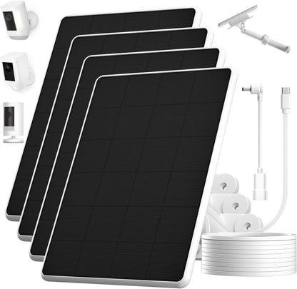 6W Solar Panel for Ring Spotlight Cam Battery & Stick Up Cam Battery, High-Efficiency Solar Charger with 360° Adjustable Retractable Bracket & 10ft Cable (4 Pack)
