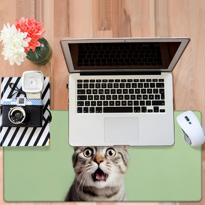 Large Mouse Pad A Surprised Cat Gaming Desk Pad Computer Keyboard Non-Slip Waterproof Mouse Mat with Rubber Base and Stitched Edges Entertainment Office Writing Desk Mat 35.4 x 15.7 Inches
