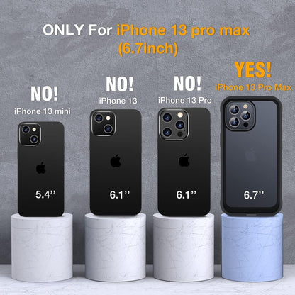 Miracase Glass Case for iPhone 13 Pro Max 6.7 inch, Upgrade Full-Body Clear Bumper Case with Built-in 9H Tempered Glass Screen Protector for iPhone 13 Pro Max, Matte Black