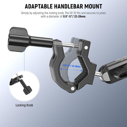 NEEWER Action Camera Pole Mount with Two 360° Ball Heads 1/4" Screw Action Camera Adapter, Holder Clamp for Motorcycle Bike Handlebar, Compatible with GoPro Hero13 12 11 10 9 Max360 Insta360 DJI Osmo