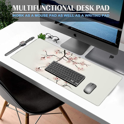 Elegant Cherry Blossom Gaming Mouse Pad, Large Office Desk Mat, Anti-Slip Rubber Base Mousepad for Computer Laptop Keyboard, Smooth Desk Pad for Home Office Gamer Work Accessories 31.5" x 11.8"