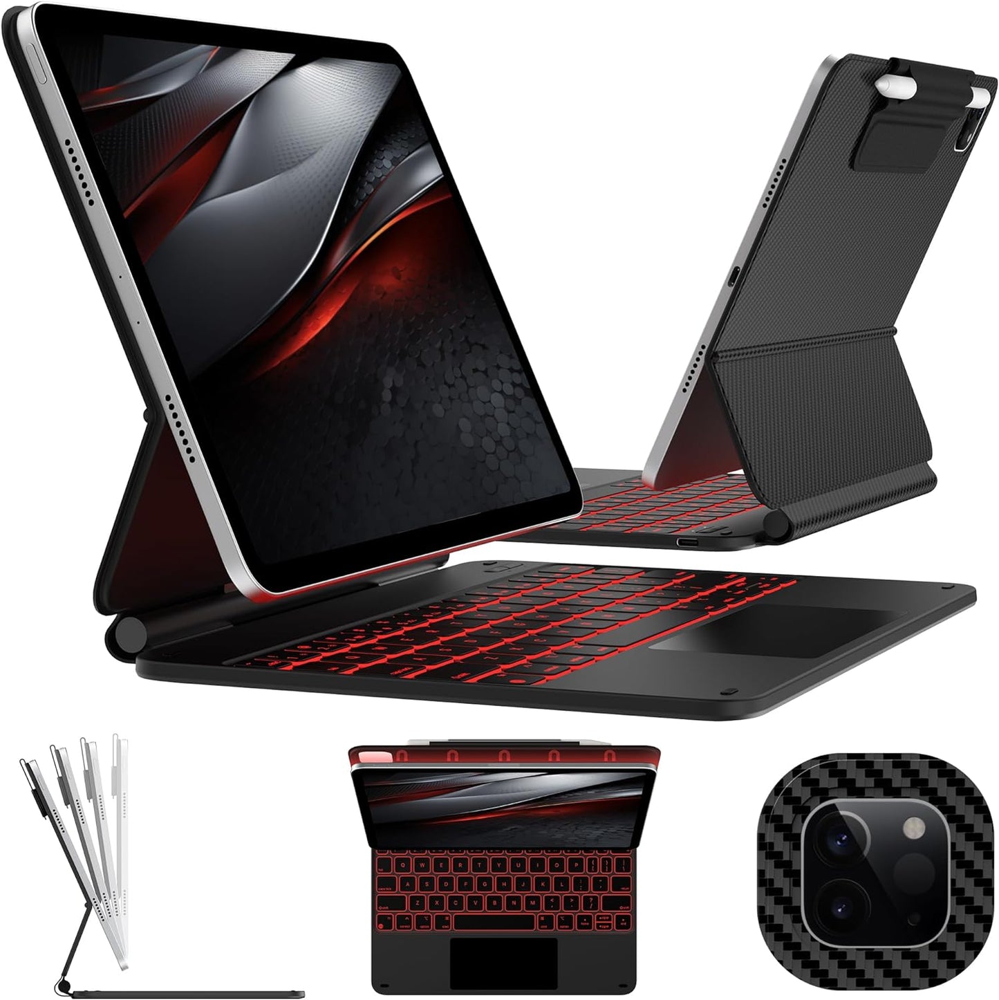 typecase Edge Keyboard Case for iPad Pro 11-inch(M4)2024,Magic Keyboard with 11 Colors Backlight for iPad Pro 11,Keyboard Case with Pencil Holder,Built-in Trackpad,Easy-Set Magnetic Stand,Carbon Fiber