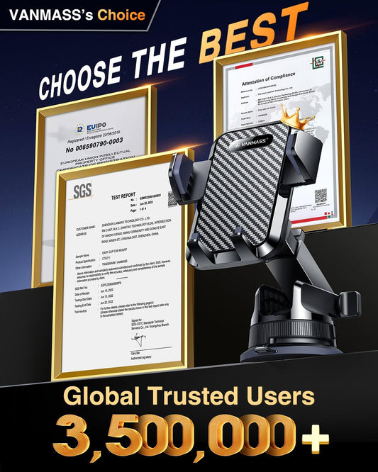 VANMASS [2025 Upgrade Phone Holders for Your Car [Super Suction Cup] Cell Phone Mount Car Dashboard Window Vent Desk Fit for iPhone 16 Pro Max 15 14 Universal Handsfree Automobile Vehicle Cradle