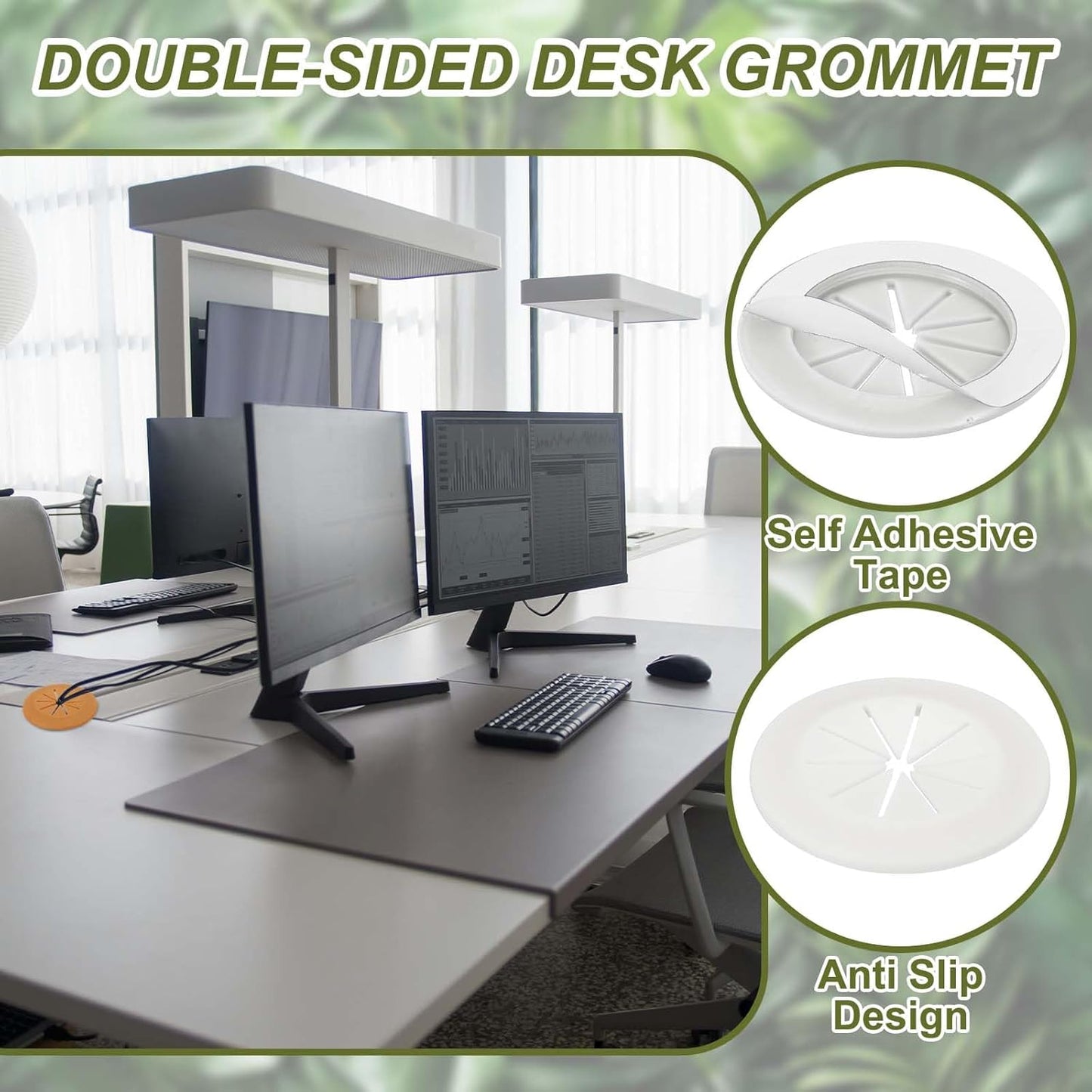 PATIKIL Desk Grommet 1-9/16", 8 Pcs Round Cable Grommet Cord Hole Cover with Adhesive Tape Flexible Table Wire Organizer for Office Home Table Countertop, Light Gray