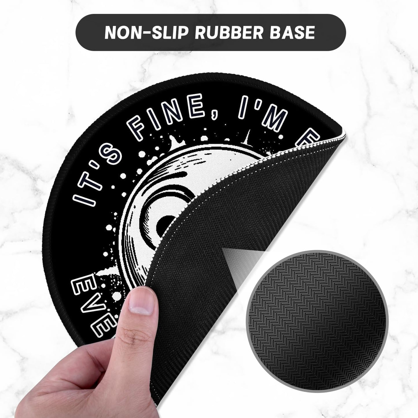 ITNRSIIET Round Mouse Pad with Stitched Edge Premium-Textured Waterproof Non-Slip Rubber Base Desktop Protection Mat Diameter 8.7 inches, Surprised
