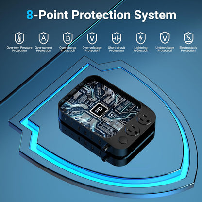 Catlyn Charging Station for Multiple Devices, 8 Port Charger Stations with 6 Mixed Charger Cables Organizer Dock,Compatible for Cell Phone,Tablet, Kindle, iPhone iPad for Family Home Office（Black）