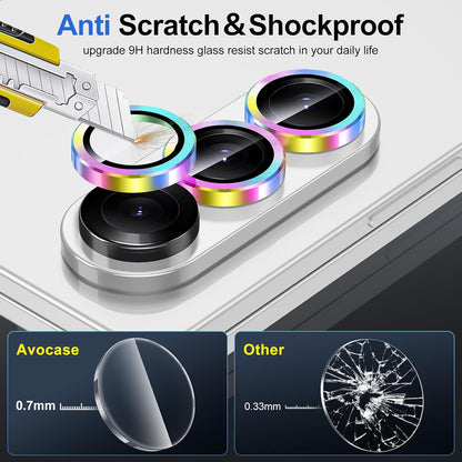 for Samsung Galaxy Z Fold 7 Camera Lens Protector, Individual Metal Ring Tempered Glass Lens Cover, [Strong Adsorption] Scratch Resistant Ultra-Thin HD Clear Lens Cover, 1 Set-Colorful