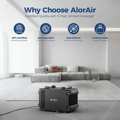 ALORAIR Crawlspace Dehumidifiers, 145 Pint Commercial Dehumidifier for Basements with Drain Hose, 1,800 Sq.Ft Auto Defrost Compact Portable Industry Crawl Spaces Dehumidifier