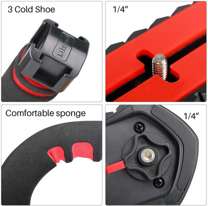 ULANZI U-Grip Pro Handheld Video Rig Steadicam with Triple Cold Shoe, Stabilizing Handle Grip Compatible for iPhone 16 15 14 13 12 Pro Max Xs 8 7 plus Action Camera 13 10 Canon Nikon Sony DSLR Cameras