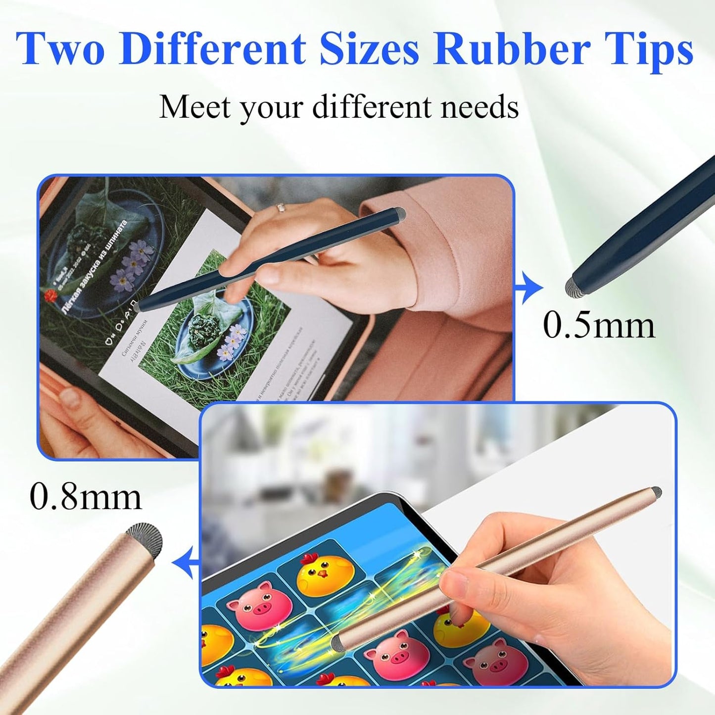 2-in-1 Stylus Pen for Touchscreen with Magnetic, Kenkor 2PCS Tablet Pencil for Apple iPad/Air/Mini/Pro/iPhone/Android/Huawei/Cellphone/Samsung/Galaxy All Universal Touch Screen Devices (Black/Gold)