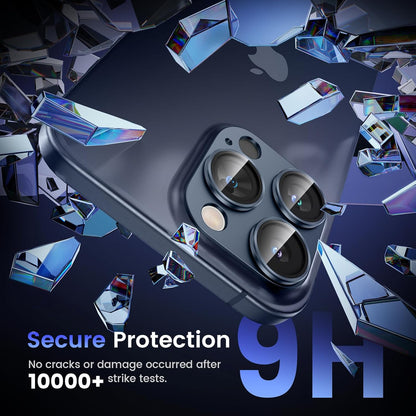 Tensea for iPhone 16 Pro/iPhone 16 Pro Max/iPhone 15 Pro/iPhone 15 Pro Max Camera Lens Protector, Metal Aluminum Alloy Tempered Glass Cover Camera Screen Protector Accessories, Case Friendly Blue