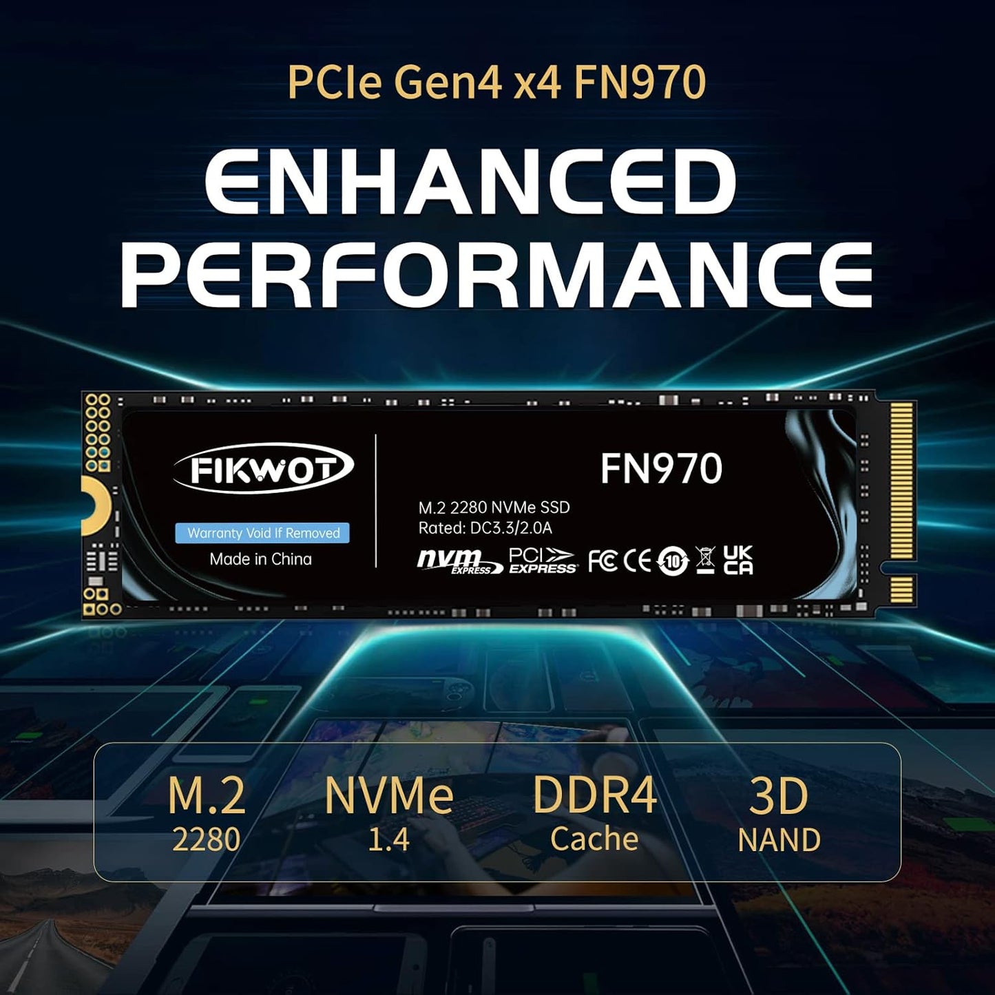 FN970 2TB M.2 2280 PCIe Gen4 x4 NVMe 1.4 Internal Solid State Drive with Heatsink - Speeds up to 7,400MB/s, Configure DRAM Cache, Compatible PS5 Internal SSD