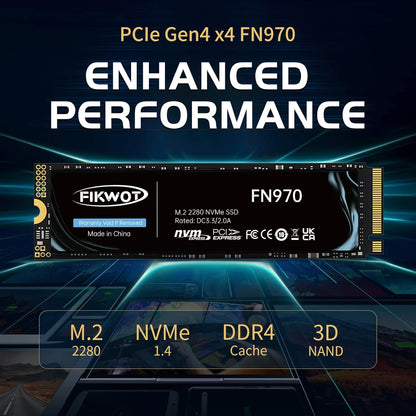 FN970 2TB M.2 2280 PCIe Gen4 x4 NVMe 1.4 Internal Solid State Drive with Heatsink - Speeds up to 7,400MB/s, Configure DRAM Cache, Compatible PS5 Internal SSD