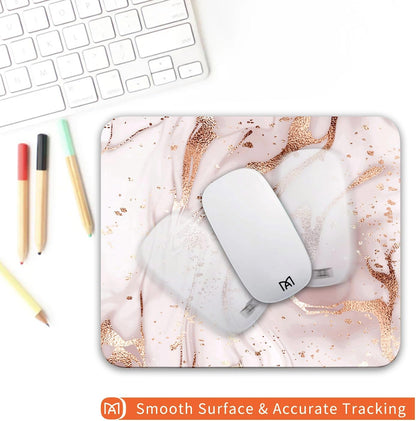 Square Mouse Pad Rose Gold Marble, Personalized Premium-Textured Custom Mouse Mat Design, Washable Mousepad Cloth, Non-Slip Rubber Base Computer Mouse Pads for Wireless Mouse