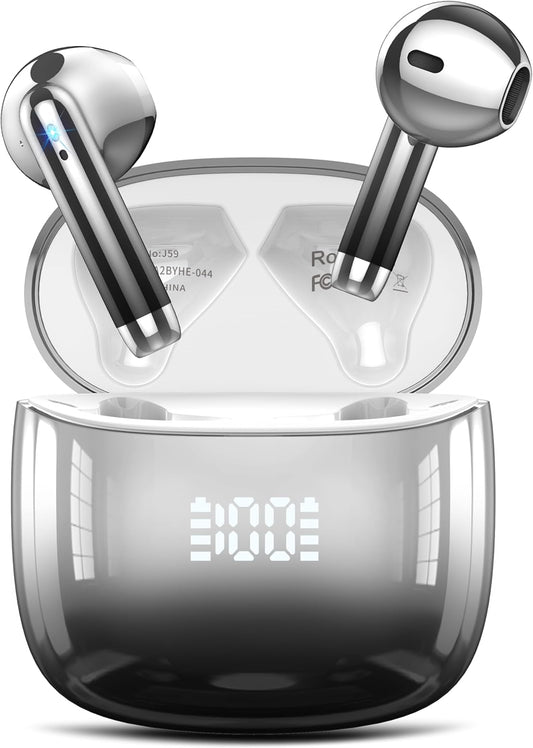 Wireless Earbuds, Bluetooth Headphones 48H Playtime Ear Buds with LED Power Display, IPX7 Waterproof Bluetooth 5.4 Earphones in-Ear Earbuds with 4 Mic for Android iOS Cell Phone Laptop, Black